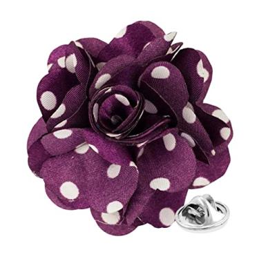 Imagem de Vittorio Vico Broche de lapela de flor de bolinhas formal masculino premium - Boutonniere para homens, broche, 2.5" (6.36CM), Poliéster, Não aplicável