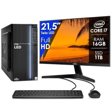 Imagem de Computador Completo Intel Core i7 16GB SSD 1TB Monitor 21,5" 4 Núcleos Super Turbo Pc Hdmi Teclado e Mouse Strong Tech
