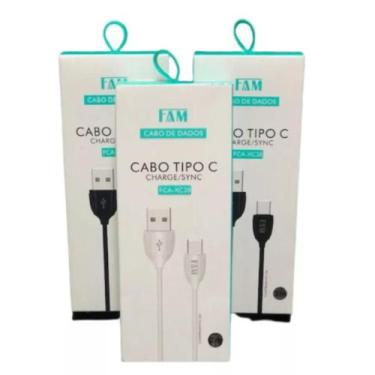 Imagem de Cabo USB Type-C 2M com Carregamento Rápido FCA-XC20 - FAM, PRETO