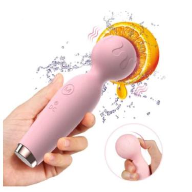 Imagem de Vibrador Feminino Varinha Mágica Wagic Wand 10 Modos de Vibrações Rosa