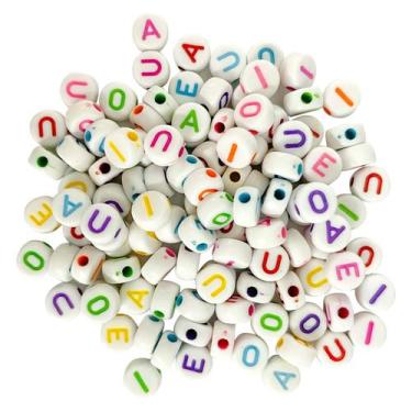 Imagem de miçangas de Letras vogais Redondas e quadradas coloridas crie com dive