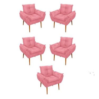 Imagem de Kit 05 Poltrona Opala Sofá Sala, Quarto, Escritório Suede - B BALAQUI 