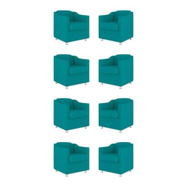 Imagem de Kit 08 Cadeiras Poltronas Decorativas Sala de Espera Clinica Tecido - 