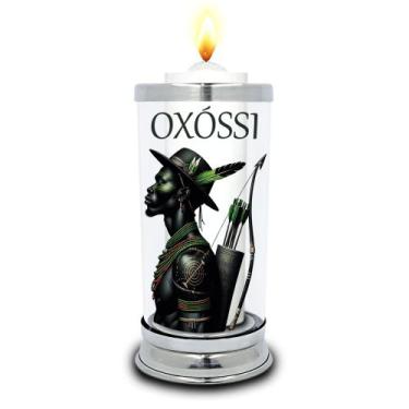Imagem de Protetor de Velas 7 dias Orixá Oxóssi Copo Vidro Castiçal  - Balaio de