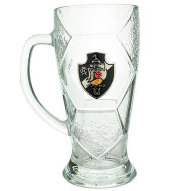 Imagem de Caneca Chopp Vidro Bola Futebol 630ml Vasco Da Gama - Mileno