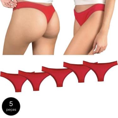 Imagem de Kit 5 Calcinhas Fio Dental Try Basics Algodão Cotton Básica Lisa Moda 