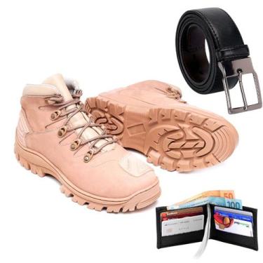 Imagem de Bota Masculina Moderna Esportiva Cano Baixo Casual em Couro + Correia 