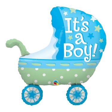 Imagem de Balão de Festa Microfoil 35" 89cm - Carrinho It's a Boy Azul - 1 unida