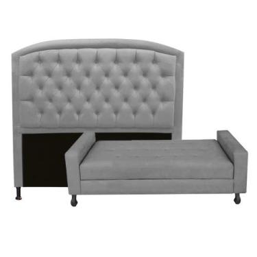 Imagem de Kit Félix com Cabeceira Geovana 1,95 cm King Size Baú Quarto Sala Sued