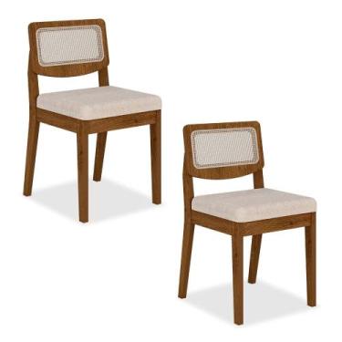 Imagem de Kit 2 Cadeiras Sextavada Bari Freijó/bouclé Off White - M. Arapongas -