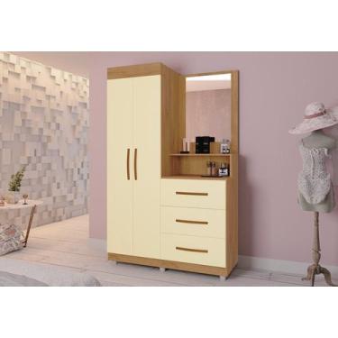 Imagem de Roupeiro Onix Com Espelho, 2 Portas e 3 gavetas, Luxo Móveis Primus, M