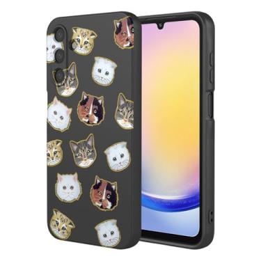 Imagem de KOARWVC Capa de telefone para Galaxy A25 5G, capa para Samsung A25 5G SM-A256U, design de padrão de gato, fina, protetora, macia, amortecedora, para Samsung Galaxy A25 5G, gato preto