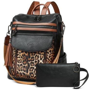 Imagem de Mochila Shrie Fashion Leather para mulheres, preta