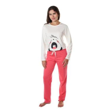 Imagem de Pijama Longo Feminino De Inverno Urso Empório Do Algodão, Coral, G