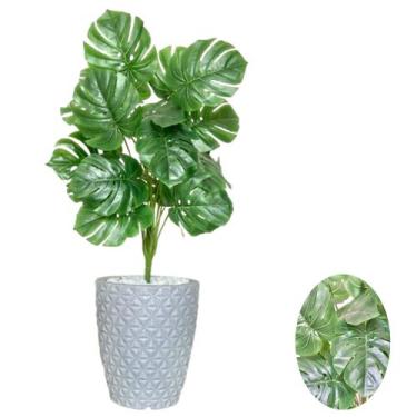 Imagem de Planta Artifical Costela De Adão Com Vaso e Pedras Brancas - PlantaImp