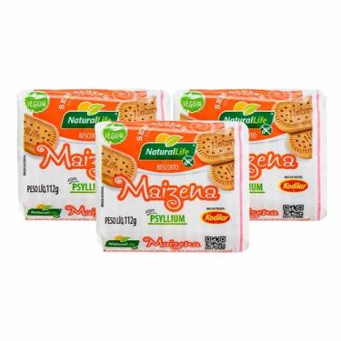 Imagem de Kit Biscoito Maizena Psyllium Natural Life - 3 Unidades 112g