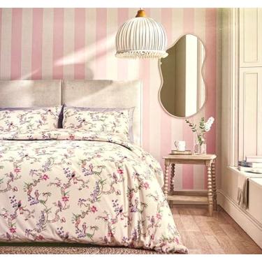 Imagem de Cabbages & Roses of London Coleção Luxuosa Casa 100% Algodão Percal Crisp & Fresco, Sem Rugas, Qualidade Hotel 3 Peças Conjunto de Edredom (Bird Trail Multi, King (Padrão dos EUA))