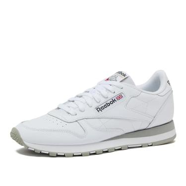 Imagem de Reebok Tênis masculino clássico de couro, Calçado branco/cinza puro 3/cinza puro, 45