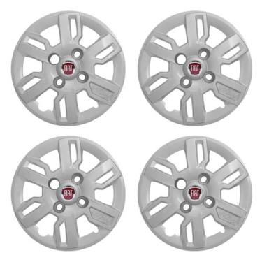 Imagem de Jogo de Calotas Aro 13 227CB-PTA + Emblema Alumínio Fiat V - Garagem O