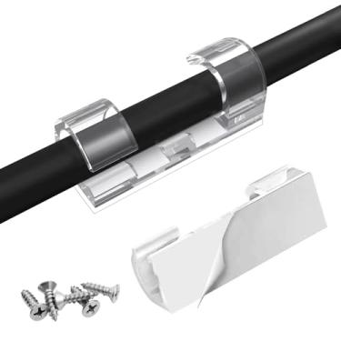 Imagem de GGFOXLEW Grampo de fio de acabamento de 50 peças, clipes de gerenciamento de cabos adesivos, suportes de fio de nylon para cabos, clipes de arame, clipe de cabo para carro, parede, embaixo da mesa