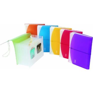 Imagem de Filexec Arquivo Ex de 2 tons, tamanho de letra, 12 bolsos com abas, suporte de cartão de CD/visita, pacote com 6, sortidos: mirtilo, morango, uva, limão, limão, tangerina (50140-4392)