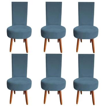 Imagem de Kit 06 Cadeiras De Jantar Lisboa Sued Azul Tiffany D`classe Decor