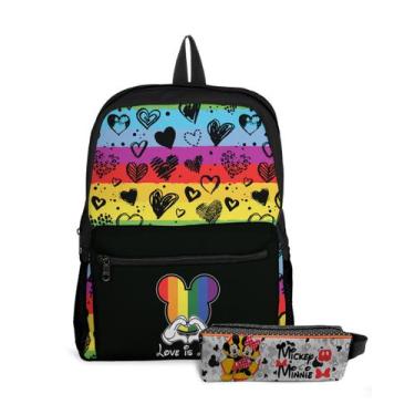 Imagem de Mochila Com Bolso Feminina Infantil Para Meninas Ratinho Fofo Miska Mo