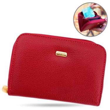 Imagem de Carteira Feminina Couro Legítimo Pequena Zíper Porta Cartão Crédito Mo
