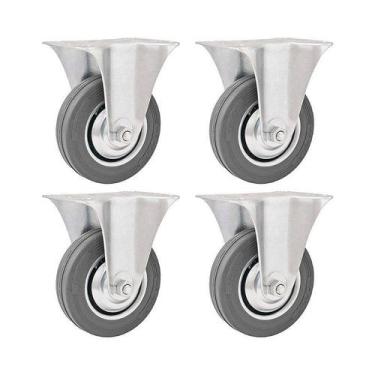 Imagem de Kit 4 un rodízio roda fixo borracha cinza 3" 76mm - VONDER
