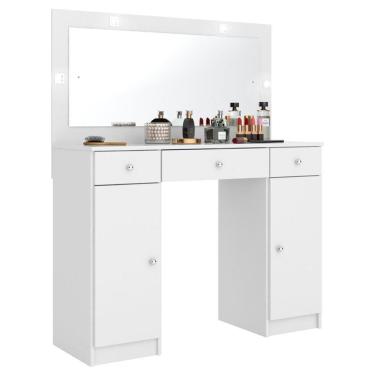Imagem de Penteadeira Camarim Com Espelho 2 Portas 3 Gavetas Carisma D02 Branco - Mpozenato