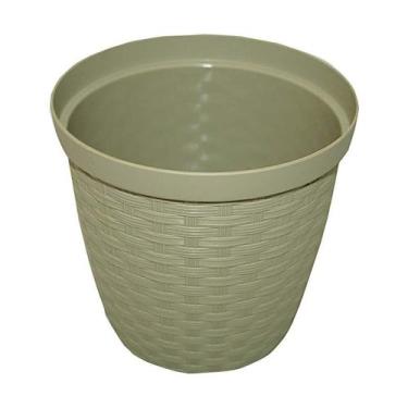 Imagem de Cachepô FG Okla Rattan Cinza Taupe para Jardim - 7,3L - FG Import / Ok