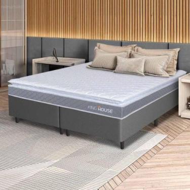 Imagem de Conjunto Box Cinza Durban Cinza Espuma D28 Queen 158x198x57 - King Hou