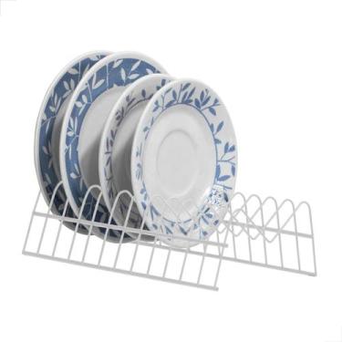 Imagem de Suporte Organizador de Armário para 12 Pratos em Metal Branco Móveis B