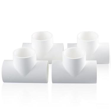 Imagem de Tee 3way Acessórios de PVC de 3,5 cm cotovelo cruzado de canto para tubo de galpão de estufa, camiseta de conexão de barraca, grau de construção de móveis SCH40 [4 pacotes]