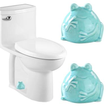 Imagem de ZVZKC Tampas Decorativas De Cerâmica Para Parafusos Vaso Sanitário Em Formato Sapo, Conjunto Com 2 Altas, Tampa Parafuso Fofas, Decoração Fundo Banheiro, Fáceis Instalar (Azul-Celeste)