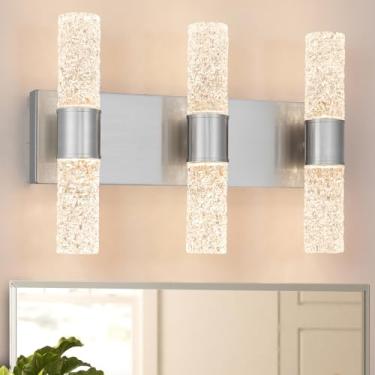 Imagem de Ditoon Luminária De Penteadeira Moderna, Led Em Níquel Escovado, Cristal Para Banheiro Sobre Espelho, Parede Banheiro, Arandela Quarto E Sala Estar, 27 W, 3000 K, Branco Quente