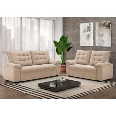 Imagem de Conjunto de Sofás 2 e 3 Lugares Bertioga Veludo Capuccino