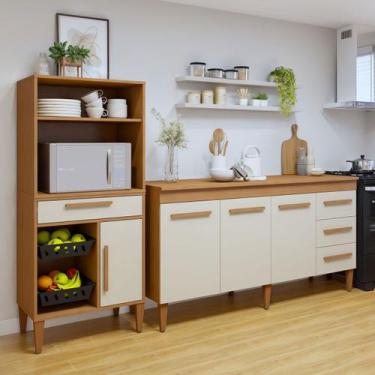 Imagem de Cozinha Compacta Sorocaba 4 Portas 4 Gavetas Nature - Kaiki Móveis, Ma