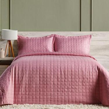 Imagem de Cobre Leito Casal Queen Size 3 Peças Matelado 300 Fios Rosê - Enxoval 