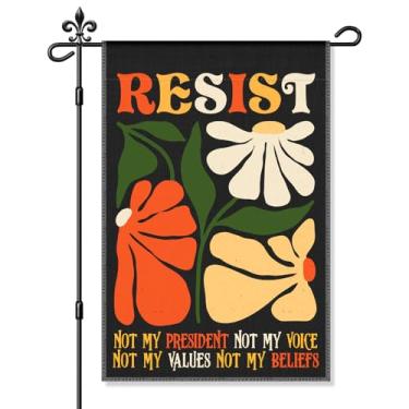 Imagem de Xipromi Bandeira de jardim Resist Not My President Not My Voice, placa de jardim de protesto floral engraçada, justiça social comunitária feminista igualdade ativista bandeira de quintal, resistência