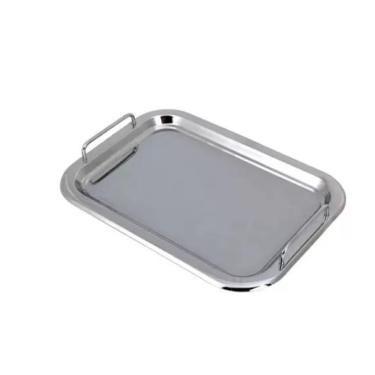 Imagem de Bandeja Retangular Com Alça Em Aço Inox 41X29Cm