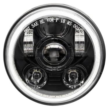 Imagem de ToKnoMe Farol de LED 14.6 cm Halo DRL compatível com Harley Davidson Dyna Sportster Iron 883 1200 Low Rider XLH883 Super Glide Softail Custom XLH1200 Forty-Eight SuperLow(preto)