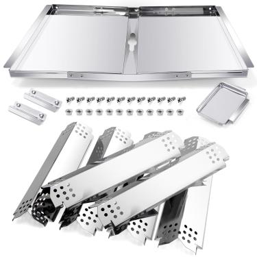 Imagem de Hiorucet Peças de reposição de placa térmica para grelha de gordura para Nexgrill 720-0896B 720-0898 720-0896E 720-0896X churrasqueira a gás, bandeja de gotejamento ajustável com bandeja de captura