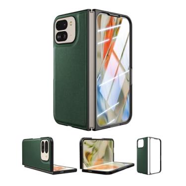 Imagem de Eastcoo Capa de couro fina para Pixel 9 Pro Fold (2024), [protetor de tela embutido] Suporte para carregamento sem fio, capa protetora ultrafina à prova de choque para Google Pixel 9 Pro Fold, verde