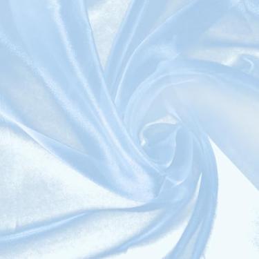 Imagem de Manyshofu Tecido de organza azul bebê por jarda - 152 cm de largura, tecido de organza transparente macio de 10 jardas tecido de tule de organza sedoso para vestido de casamento faça você mesmo,