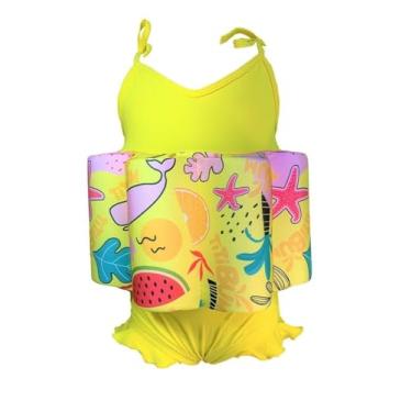 Imagem de BOIA INFANTIL TITIBUM - ROUPA FLUTUANTE ALCINHA MENINA (TROPICAL/AMARELO, P)