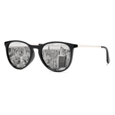 Imagem de HJSTES Óculos de sol infantis polarizados para meninas e meninos, 100% de proteção UV para crianças de 3 a 9 anos (armação preta/espelhado prateado)