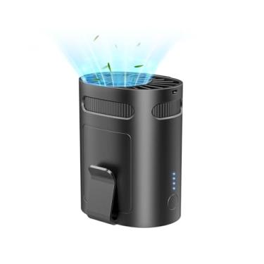 Imagem de Ventilador de cintura portátil recarregável - mini ventilador pessoal operado por bateria, ventiladores com clipe de mãos livres para camisa, calças, cinto, fivela, bolso, colar preto silencioso, usar