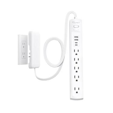 Imagem de Cabo de extensão plano Power Strip de 6 pés com tampa de saída NUTICT