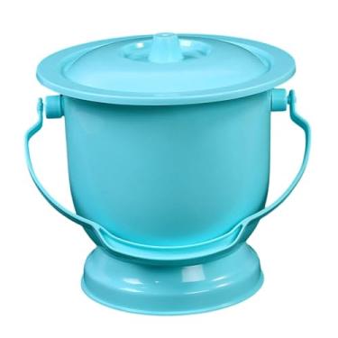 Imagem de oshhni Pote de mictório com alça, mictório portátil para homens, cuspideira com tampa para adultos, crianças, uso doméstico, mulheres, homens, idosos, Azul